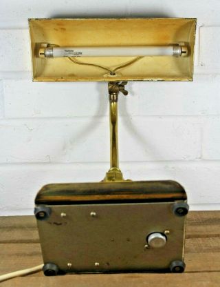 Antique Vintage Solid Brass Heavy Bankers Lamp,  Desk Piano Lamp with Pen Rest 6