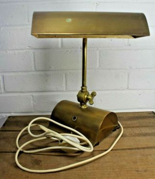 Antique Vintage Solid Brass Heavy Bankers Lamp,  Desk Piano Lamp with Pen Rest 7
