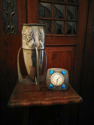 Archibald Knox Liberty ' s Art Nouveau Arts and Crafts Tudric Pewter Clock Enamel 7
