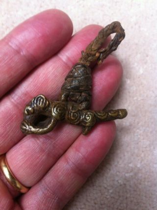 A Finely Detailed African Pendant: Panther With A Prey,  Tribal Not Gold Weight,