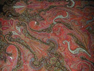 Antique Sgnd Finely Embroidered Kashmiri Paisley Shawl - As Found 12