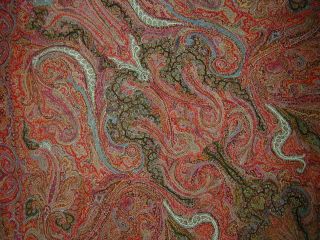 Antique Sgnd Finely Embroidered Kashmiri Paisley Shawl - As Found 5