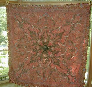 Antique Sgnd Finely Embroidered Kashmiri Paisley Shawl - As Found 8