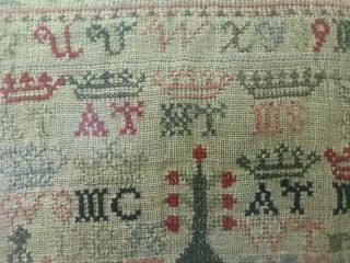 Antique Scottish Band Sampler dated 1857 by Margaret Tait,  Bowhill School 10