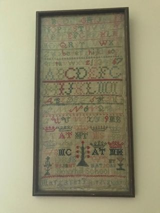 Antique Scottish Band Sampler dated 1857 by Margaret Tait,  Bowhill School 2