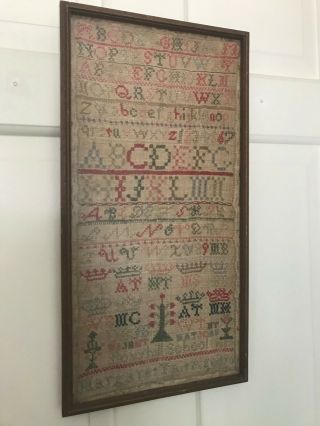 Antique Scottish Band Sampler dated 1857 by Margaret Tait,  Bowhill School 3