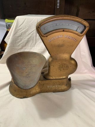 Antique Vintage 1910s 1920s Toledo Honest Weight 3 Lb Candy Scale - Great