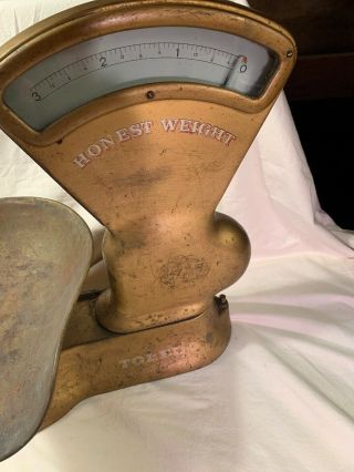 Antique Vintage 1910s 1920s Toledo Honest Weight 3 LB Candy Scale - Great 4