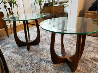 Mid - Century Danish Modern Adrian Pearsall Glass Top End Tables 3