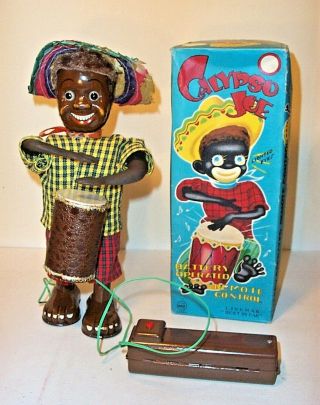 Rare 1950 " S Battery Operated Calypso Joe Black Americana Toy Japan Linemar Marx