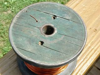 Anaconda Wire & Cable Co.  Vintage Wood Spool w/ metal rim on O.  D.  w/ Copper Wire 4