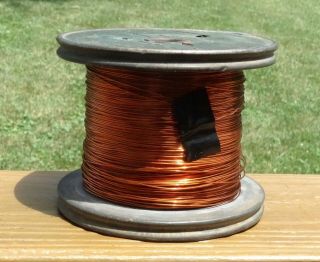 Anaconda Wire & Cable Co.  Vintage Wood Spool w/ metal rim on O.  D.  w/ Copper Wire 5