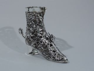 Antique Shoe - Figural Riding Boot - Spur Rotates - German Sterling Silver 3
