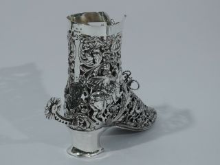 Antique Shoe - Figural Riding Boot - Spur Rotates - German Sterling Silver 6
