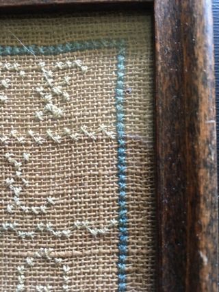 Antique Primitive Sampler Framed Needlepoint Cross Stitch Louise Wells 1822 4