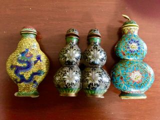 Three Antique Chinese Cloisonne Snuff Bottles