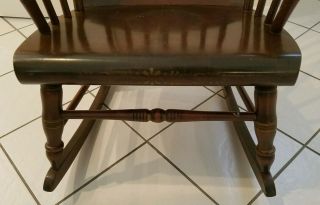 Antique Hand Painted Wood Spindle Back Rocking Chair 2