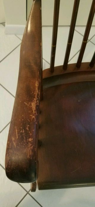 Antique Hand Painted Wood Spindle Back Rocking Chair 4