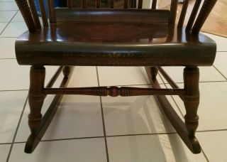 Antique Hand Painted Wood Spindle Back Rocking Chair 7