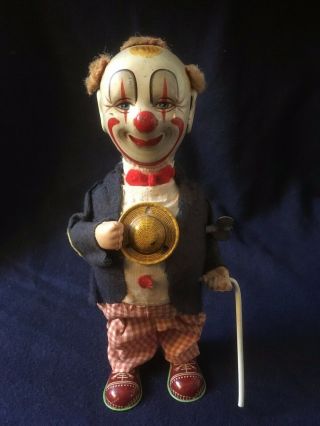 1950s Smiling Sam Carnival Man Clown Wind Up Japan Tin Toy 2