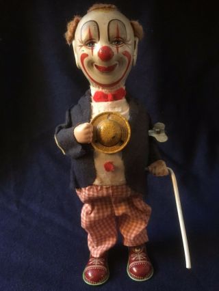 1950s Smiling Sam Carnival Man Clown Wind Up Japan Tin Toy 3