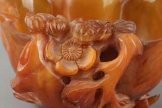 Chinese Exquisite Handmade flower Carving Ox Horn cup 5