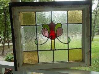 S279 Large Lovely Leaded Stain Glass Window F/england 30 X 25 3/4 Last One