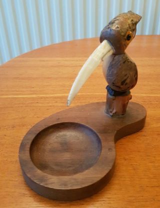 YZ Nut Bird Vintage Ashtray 6 inch Horn or Bone Bill rare Henry Howell and Co. 2