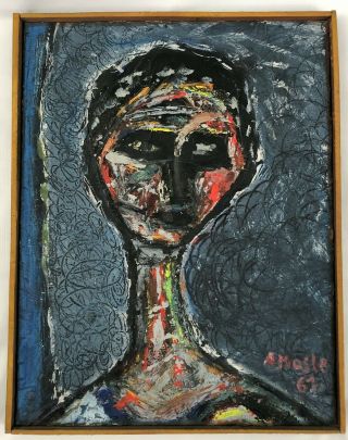 Signed Antun Masle Abstract/expressionism Oil Painting On Canvas 1967 Croatia