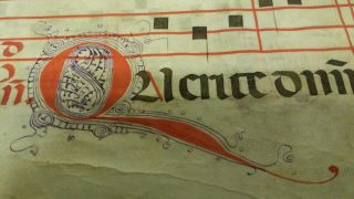 Medieval Illuminated Antiphonal Manuscript Sheet Music Leaf Page,  c.  1450 Italy 10