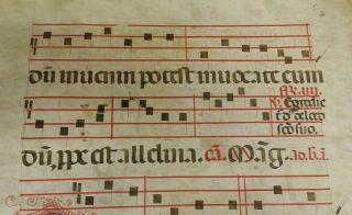 Medieval Illuminated Antiphonal Manuscript Sheet Music Leaf Page,  c.  1450 Italy 5