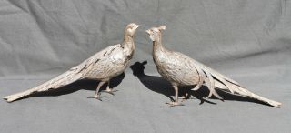 Antique Spanish Pheasants Birds Sterling Silver Punched Chiseled Spain