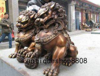 12 Chinese Bronze Copper Fengshui Evil Guardian Door Beast Fu Foo Dog Lion Pair 5
