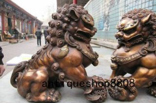 12 Chinese Bronze Copper Fengshui Evil Guardian Door Beast Fu Foo Dog Lion Pair 9