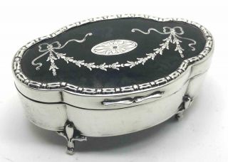 Antique Sterling Silver & Tortoiseshell Trinket Box,  Birmingham 1911.  104gr