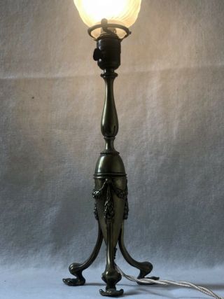 Antique Gilt Bronze Table Lamp with Flame Shade.  Reg No 605504 dates to 1912 4