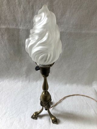 Antique Gilt Bronze Table Lamp with Flame Shade.  Reg No 605504 dates to 1912 7