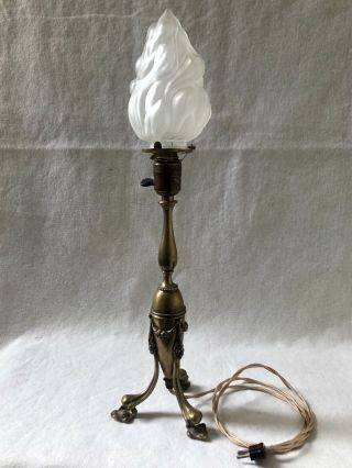 Antique Gilt Bronze Table Lamp with Flame Shade.  Reg No 605504 dates to 1912 9