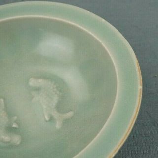 Chinese Longquan Celadon ' Twin Fish ' Dish Southern Song Dynasty 5 1/2 inches 6