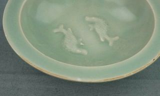 Chinese Longquan Celadon ' Twin Fish ' Dish Southern Song Dynasty 5 1/2 inches 7