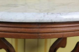 Victorian Eastlake White Marble Top Walnut Parlor Hall Side Occasional Table 3