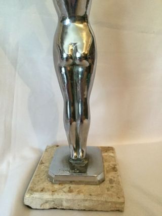 ORIGINAL” LIMOUSIN “ Large vintage chromed Art Deco figure statue 10