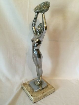 ORIGINAL” LIMOUSIN “ Large vintage chromed Art Deco figure statue 2