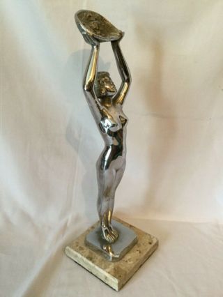 ORIGINAL” LIMOUSIN “ Large vintage chromed Art Deco figure statue 3