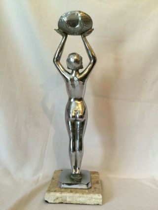 ORIGINAL” LIMOUSIN “ Large vintage chromed Art Deco figure statue 4