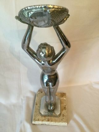 ORIGINAL” LIMOUSIN “ Large vintage chromed Art Deco figure statue 9