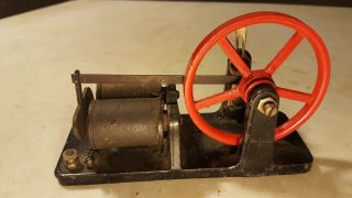 Antique Toy Electric Motor Bi Polar Dc Battery Red Flywheel
