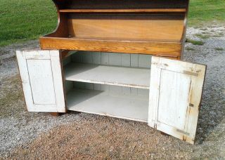 Antique High Back Dry Sink Cupboard Top Solid Chestnut Amish Built 1900s Era 7