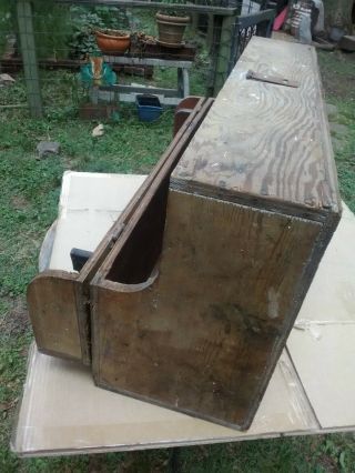 Primitive Antique Wooden Carpenters Tool Box • Vintage Farmhouse Hinged Toolbox 2
