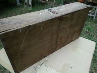 Primitive Antique Wooden Carpenters Tool Box • Vintage Farmhouse Hinged Toolbox 3